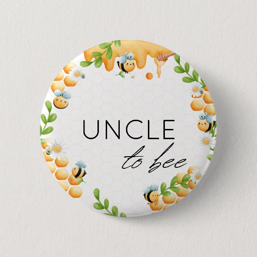 UNCLE to Bee Honey Bumble Bee Baby shower Button (Voorkant)