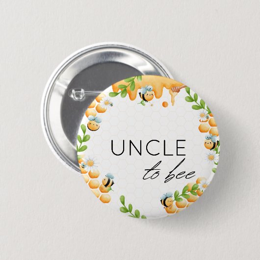 UNCLE to Bee Honey Bumble Bee Baby shower Button (Voorkant /achterkant)