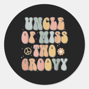 Uncle Two Groovy Tweede Verjaardag Retro 2e Bday P Ronde Sticker