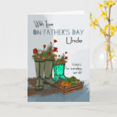 Uncle Vaderdag Wenskaart met regenlaarzen A Kaart (Gele Bloem)