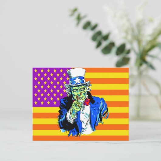 Uncle Zombie Sam Briefkaart (Staand voorkant)