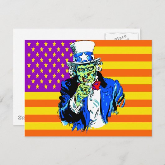 Uncle Zombie Sam Briefkaart (Voorkant / Achterkant)