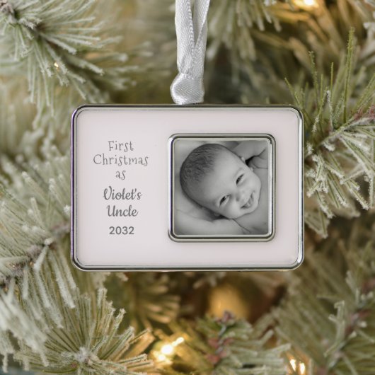 Uncles 1st Kerstmis Niece Persoonlijke Naam Foto Verzilverd Omlijst Ornament (Boom)
