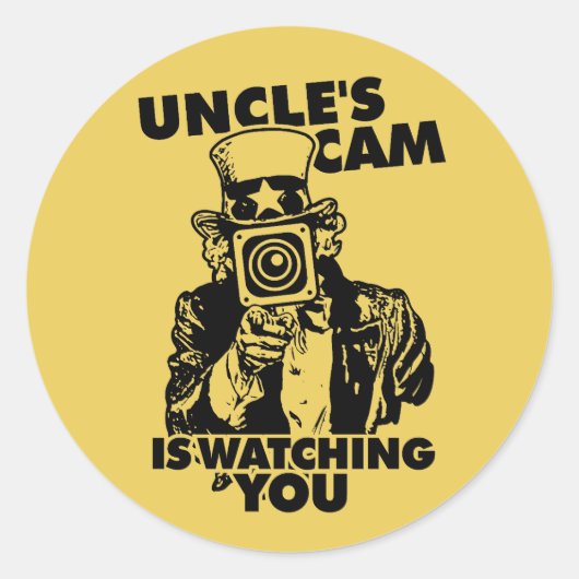 Uncle's Cam is Watching You Ronde Sticker (Voorkant)