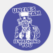 Uncle's Cam is Watching You Ronde Sticker (Voorkant)