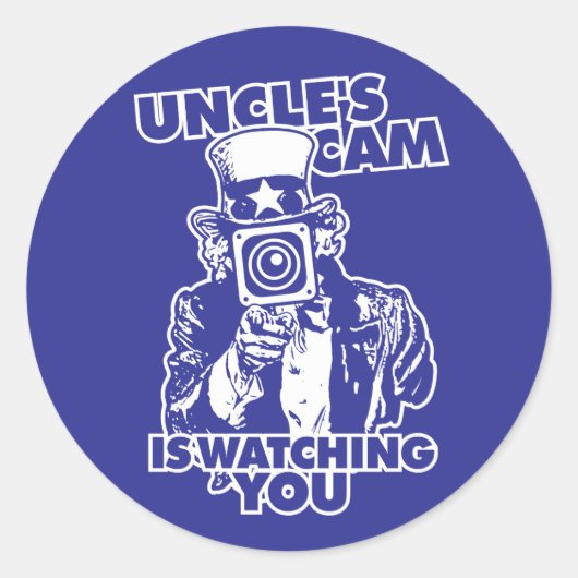 Uncle's Cam is Watching You Ronde Sticker (Voorkant)