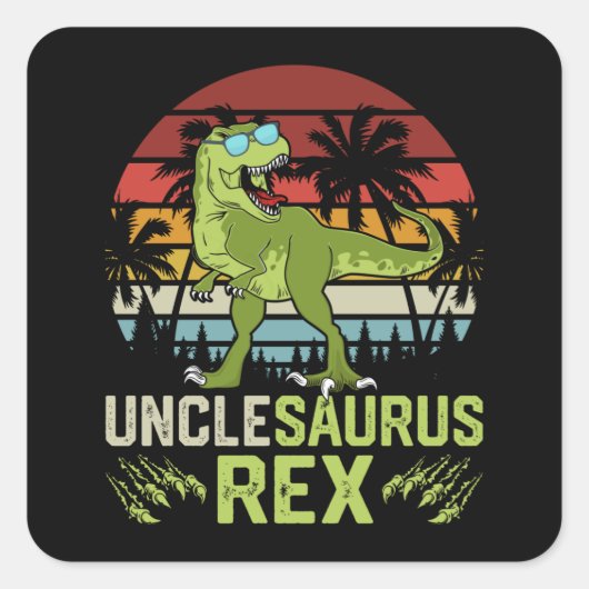 Unclesarurus | Cool Retro Dinosaur-ontwerp Vierkante Sticker (Voorkant)