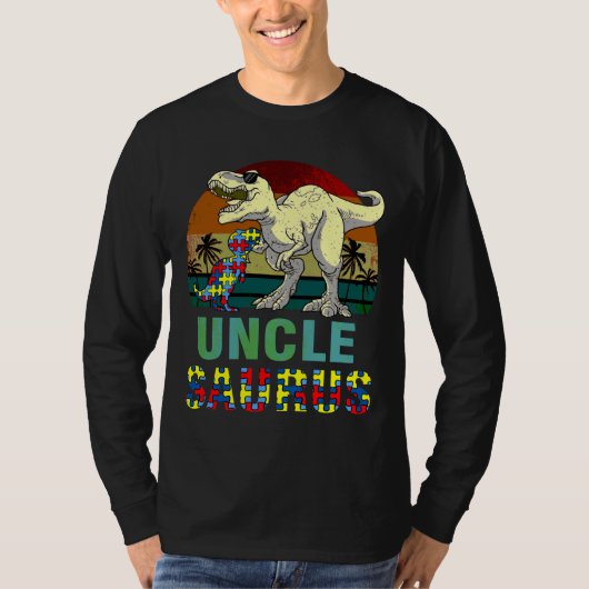 Unclesaurus Dinosaur Rex oom Saurus Autism Aware T-shirt (Voorkant)