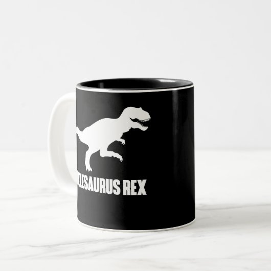 Unclesaurus Rex Funny T voor Uncles Tweekleurige Koffiemok (Voorkant links)
