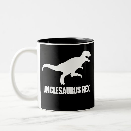 Unclesaurus Rex Funny T voor Uncles Tweekleurige Koffiemok (Links)