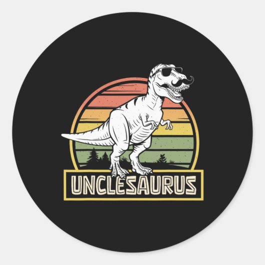 Unclesaurus T Rex Dinosaur oom Saurus Matching F Ronde Sticker (Voorkant)