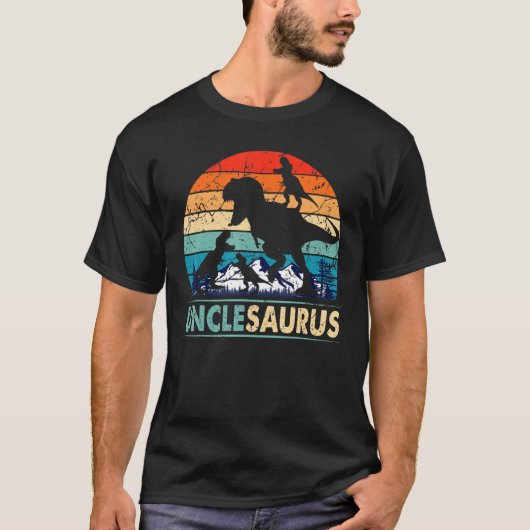 Unclesaurus T Rex oom Dinosaur 3 Kinder Funny Fath T-shirt (Voorkant)