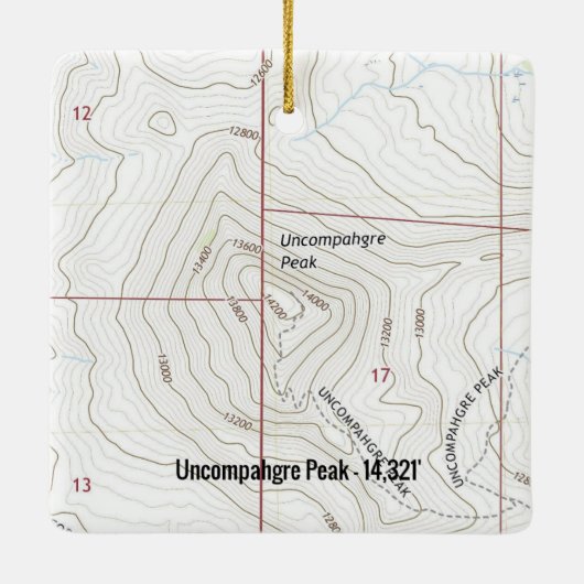 Uncompahgre Peak Colorado Fourteener Keramisch Ornament (Achterkant)