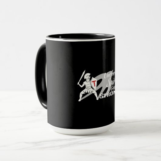 Uncontrolled Spirits Get Strong - zwarte koffie mo Mok (Voorkant links)