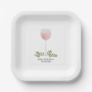 Uncork the Rosé Wine Glass Wedding, Vrijgezellenfe Papieren Bordje