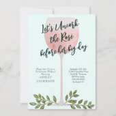 Uncork the Rosé Wine Waterverf Bachelorette Party Kaart (Voorkant)