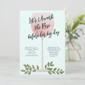 Uncork the Rosé Wine Waterverf Bachelorette Party Kaart (Staand voorkant)