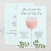 Uncork the Rosé Wine Waterverf Bachelorette Party Kaart (Voorkant / Achterkant)