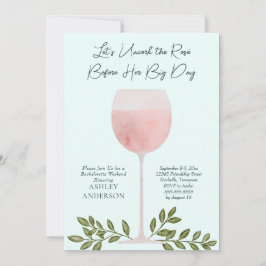 Uncork the Rosé Wine Waterverf Bachelorette Party Kaart