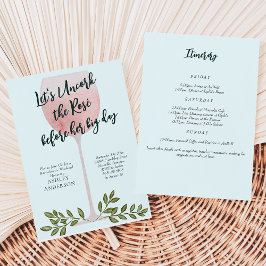 Uncork the Rosé Wine Waterverf Bachelorette Party Kaart