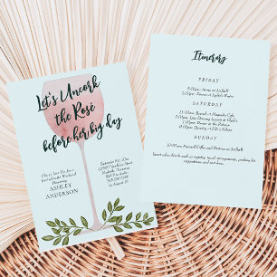 Uncork the Rosé Wine Waterverf Bachelorette Party Kaart