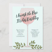 Uncork the Rosé Wine Waterverf Birthday Party Kaart (Voorkant)