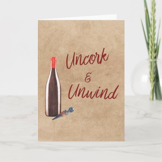 Uncork & Unwind Typography Wijnliefhebbers Blank K Kaart (Voorkant)