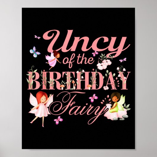 Uncy Of The Birthday Fairy Little Girl Magical Fam Poster (Voorkant)