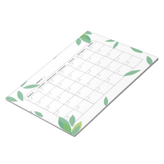 Undated fresh Green Minimalist Monthly Planner  Notitieblok (Schuin)