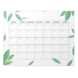Undated fresh Green Minimalist Monthly Planner  Notitieblok