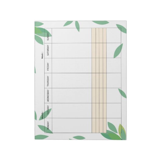 Undated Minimal Weekly Planner Notepad Notitieblok (Linkerzijde)