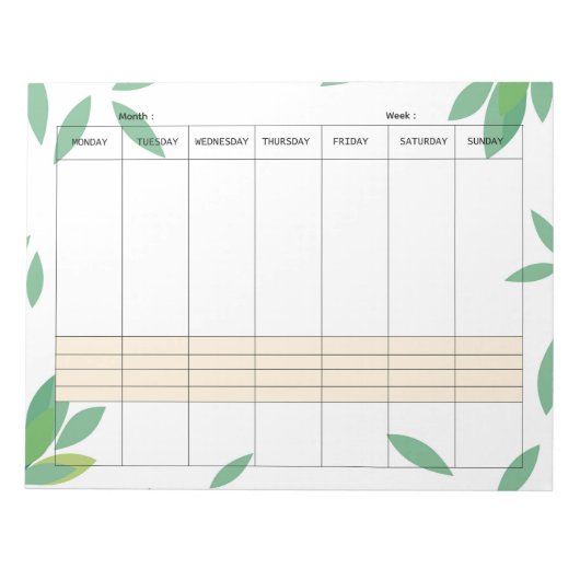 Undated Minimal Weekly Planner Notepad Notitieblok (Voorkant)