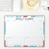 Undated Vertical Weekly Planner, Blue and Red Notitieblok