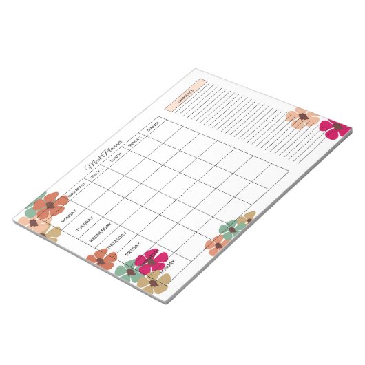 Undated Weekly Meal Planner with Shopping List Notitieblok (Schuin)
