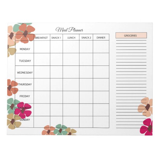 Undated Weekly Meal Planner with Shopping List Notitieblok (Voorkant)