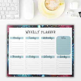 Undated Weekly Planner with Fireworks Border Notitieblok