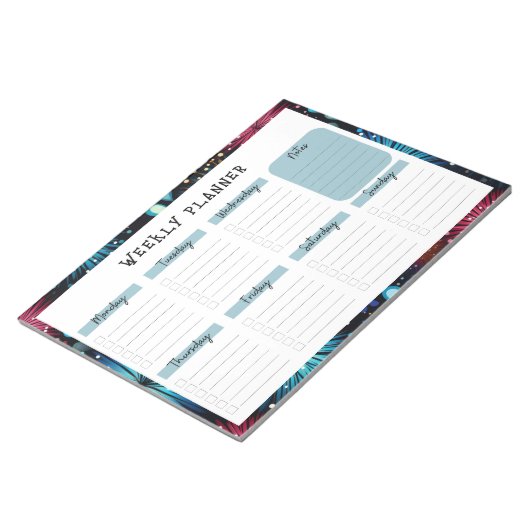 Undated Weekly Planner with Fireworks Border Notitieblok (Schuin)
