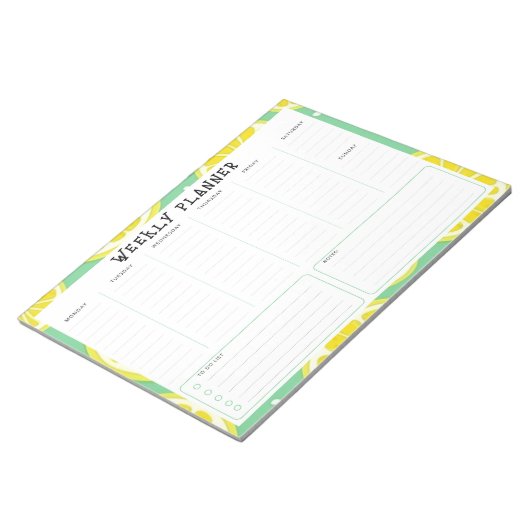 Undated Weekly Planner, Yellow and Green Accents Notitieblok (Schuin)