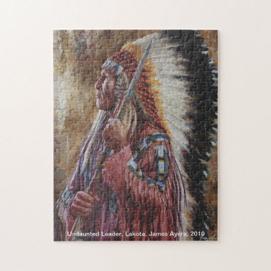 Undaunted Leader, Amerikaanse Indische Lakota puzz Legpuzzel (Verticaal)