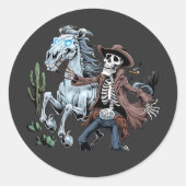 Undead Cowboy Skeleton Rider Design Ronde Sticker (Voorkant)
