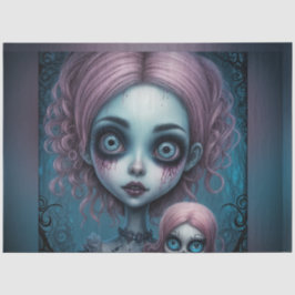 Undead Creepy Girl en haar Doll Decoupage Papier