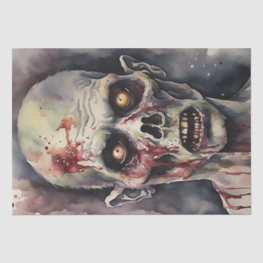 Undead Elegance: Waterverf Zombie Gezicht Decoupag Tissuepapier (Voorkant)
