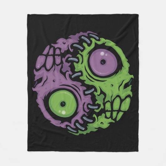 Undead Harmony: Zombie Yin Yang Symbool Fleece Deken (Voorkant)