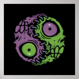 Undead Harmony: Zombie Yin Yang Symbool Poster
