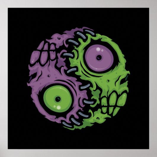 Undead Harmony: Zombie Yin Yang Symbool Poster (Voorkant)