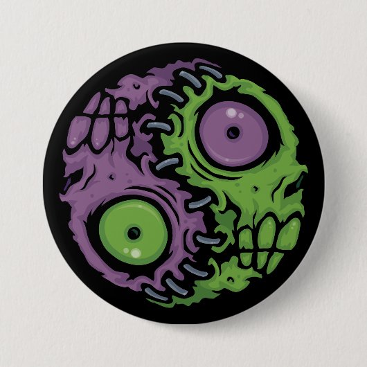Undead Harmony: Zombie Yin Yang Symbool Ronde Button 7,6 Cm (Voorkant)