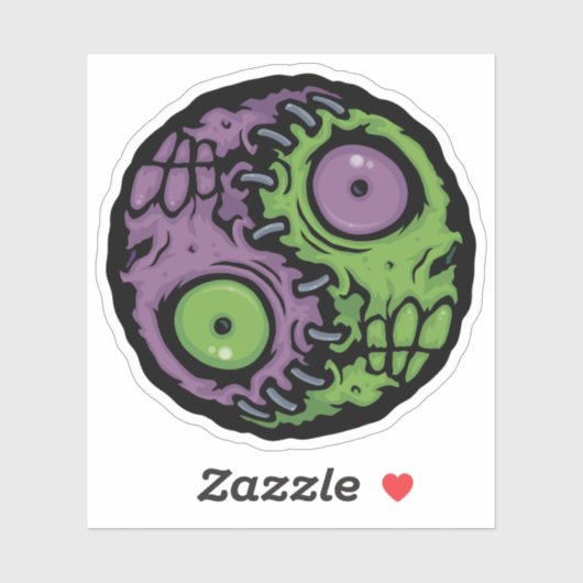 Undead Harmony: Zombie Yin Yang Symbool Sticker (Vel)