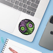 Undead Harmony: Zombie Yin Yang Symbool Sticker (Laptop met iPhone)