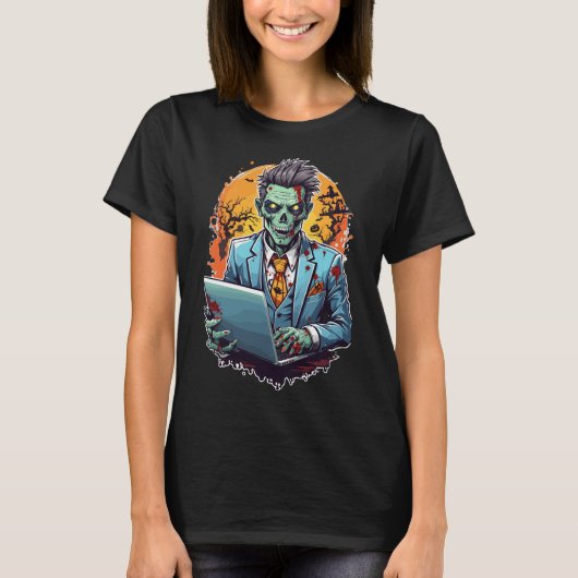Undead Kantoor Uren: Halloween Editie T-shirt (Voorkant)