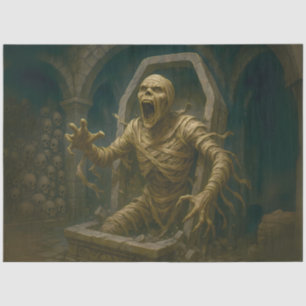 Undead Mummy Rising from Tomb Gothic Horror beroem Tissuepapier